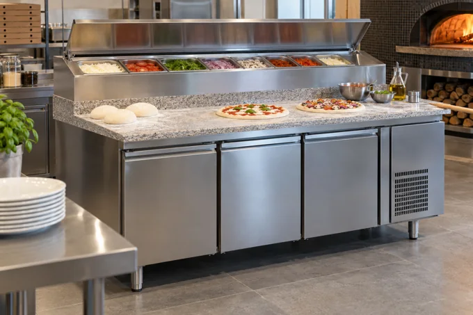 Taula de pizza refrigerada · Imatge il·lustrativa de Fred comercial