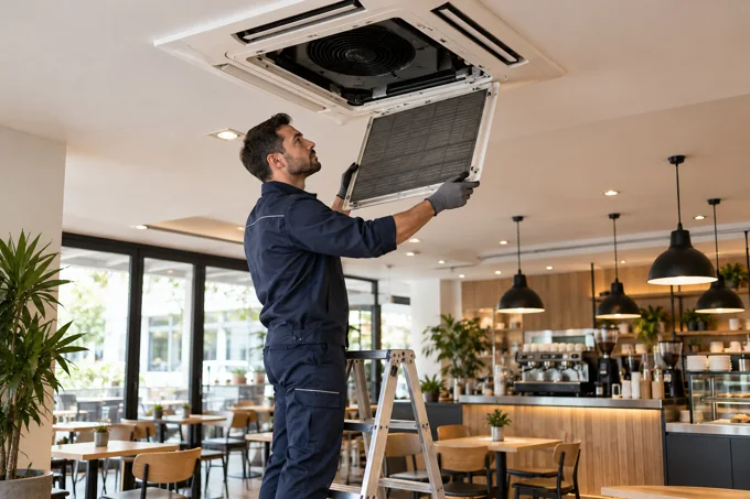 Neteja de filtre de casset · Imatge il·lustrativa de Servei tècnic i manteniment